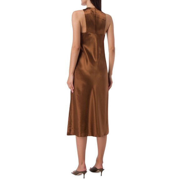 Tibi Heavy Satin Midi Bias Dress in Bronze, size 00 - Picture 13 of 14
